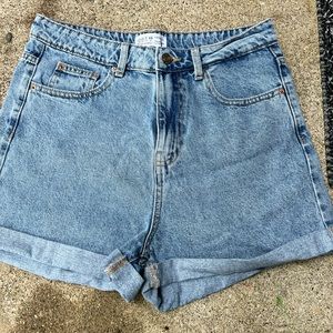 Light blue denim high waisted shorts, size 8.